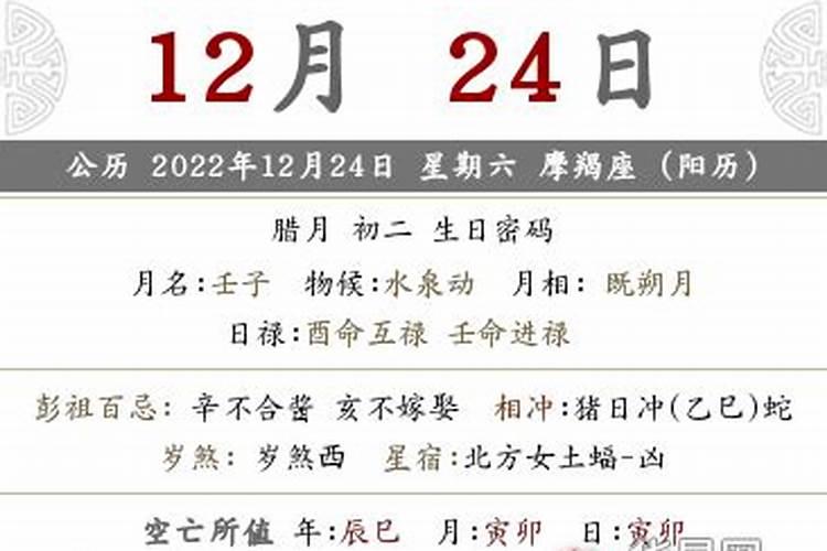 2022年农历十二月属什么