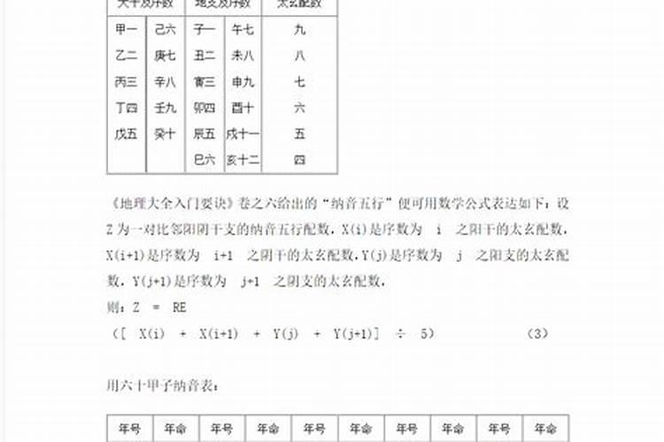 纳音五行的计算方法