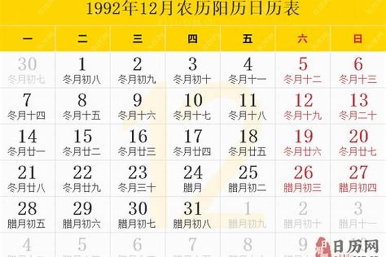 阴历1992年12月29日属什么