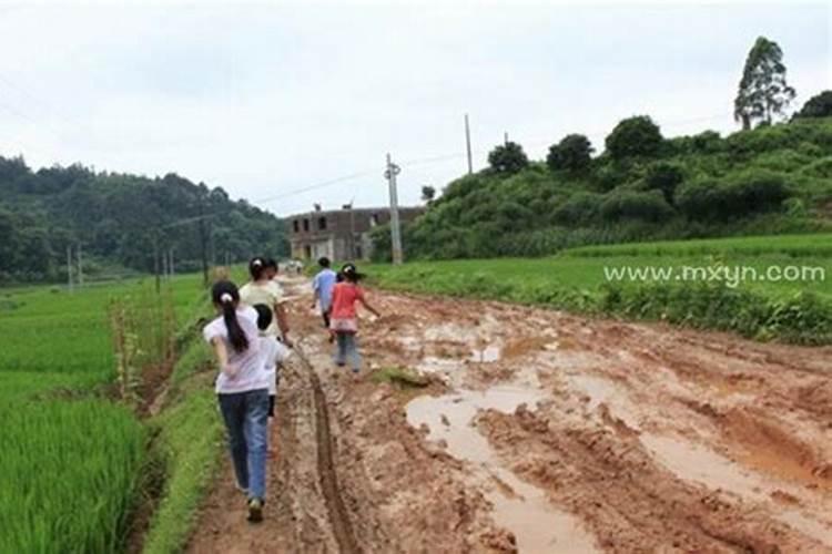 梦见下雨天走泥路