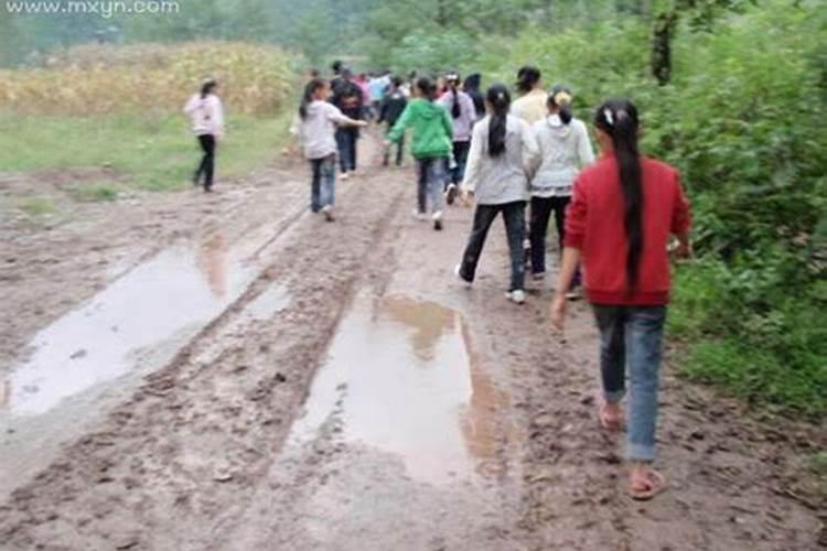 梦见雨中行走泥泞路什么意思啊